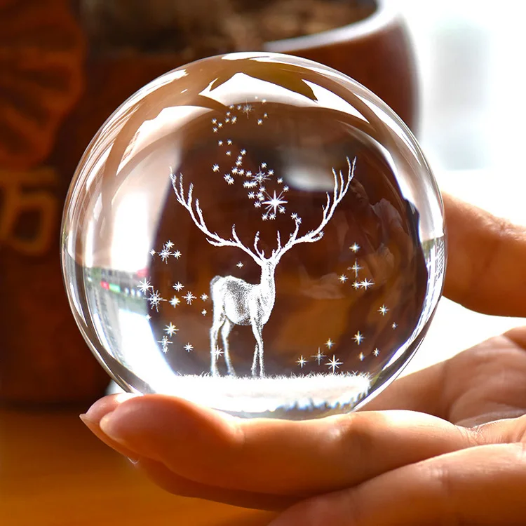 Top Quality Custom Milky Way Galaxy 3D Laser Engraved Glass Crystal Ball For Elk Souvenir Gifts