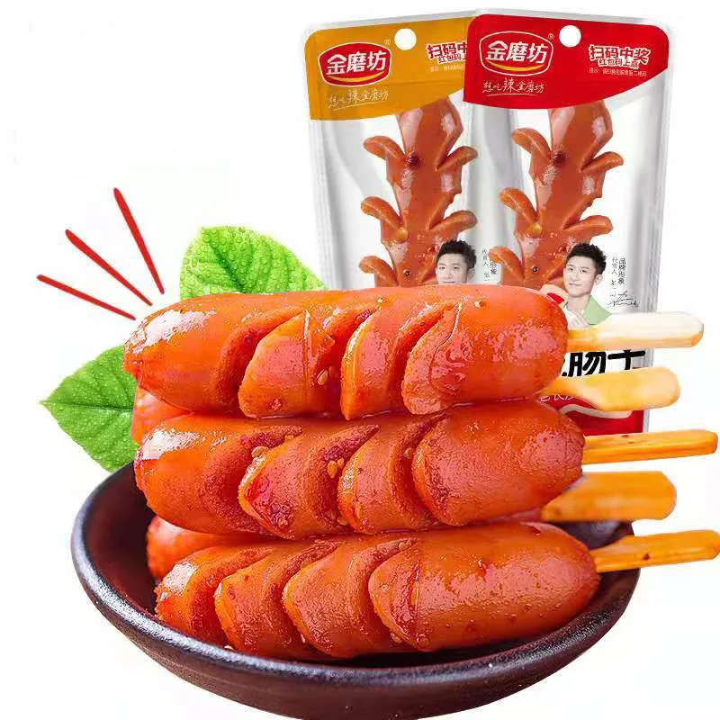 JinMoFang  22g  Hot Spicy mix chicken and pork meat Hotdog Sausage with Spicy and BBQ flavor for snack