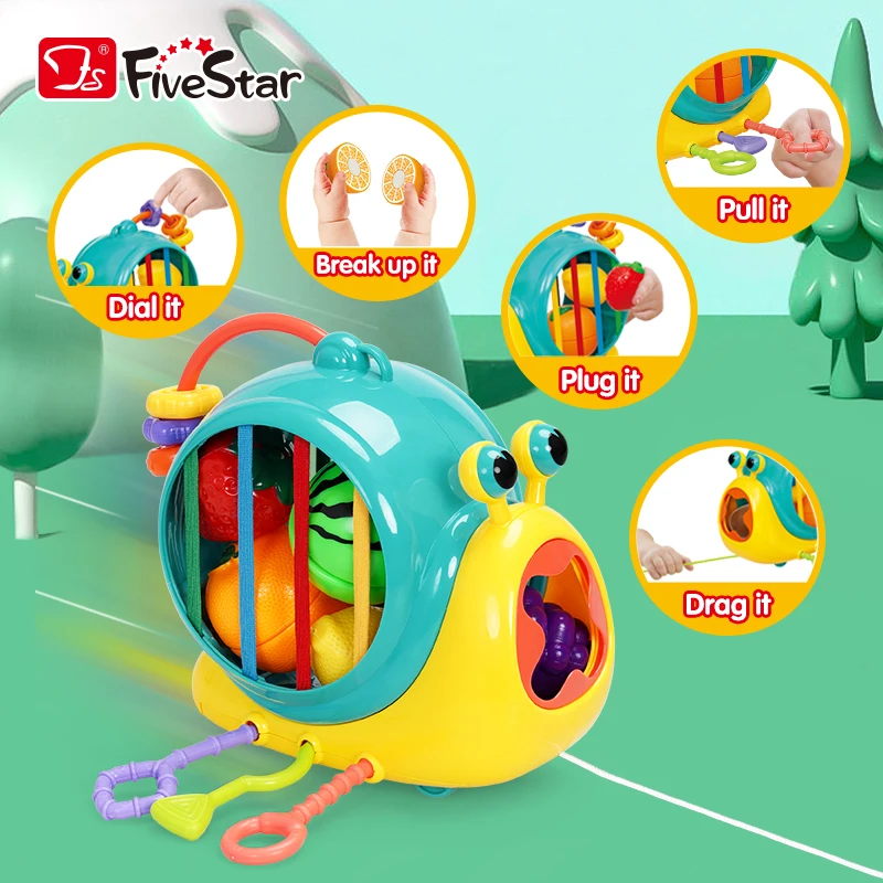 FiveStar Educational Snail String Pulling Car Toy Kids Plastic Food Sorting Fruit Cutting Toy for Baby Boys and Girls
