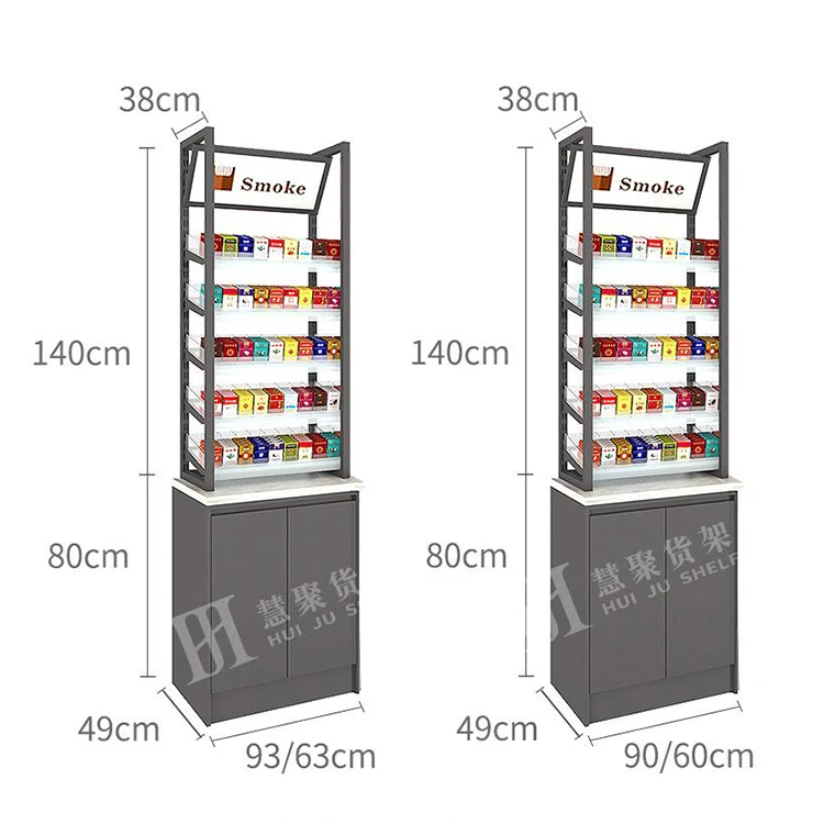 Meicheng Customized Retail Convenience Store Cashier Desk With Wine Rack Shelf Tobacco Display Stand