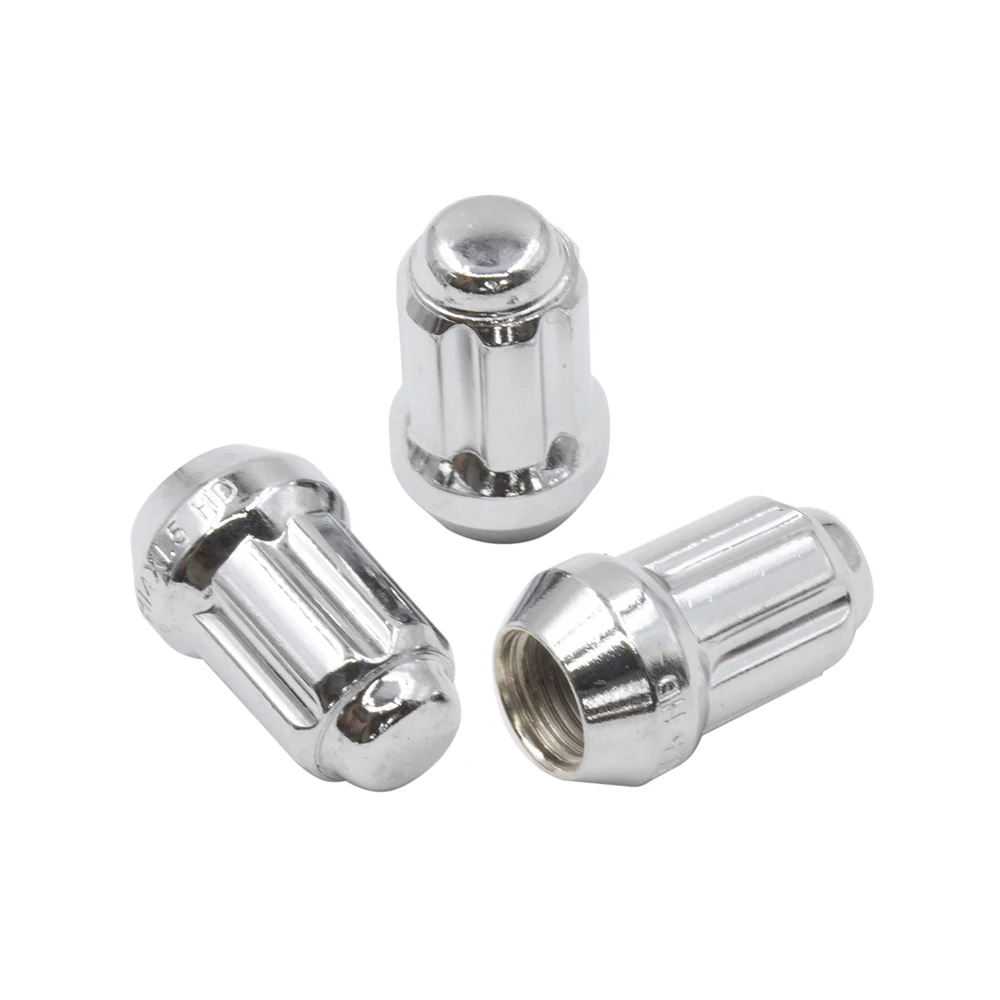20pcs Silver Chrome Bulge Lug Nuts (Metric 12x1.5 Threads, Cone Seat, - 3