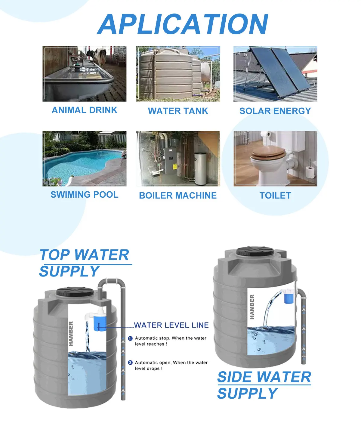 Cooling Tower Float Valve Aquarium Plastic Float Valve Filling Valve for Water tank