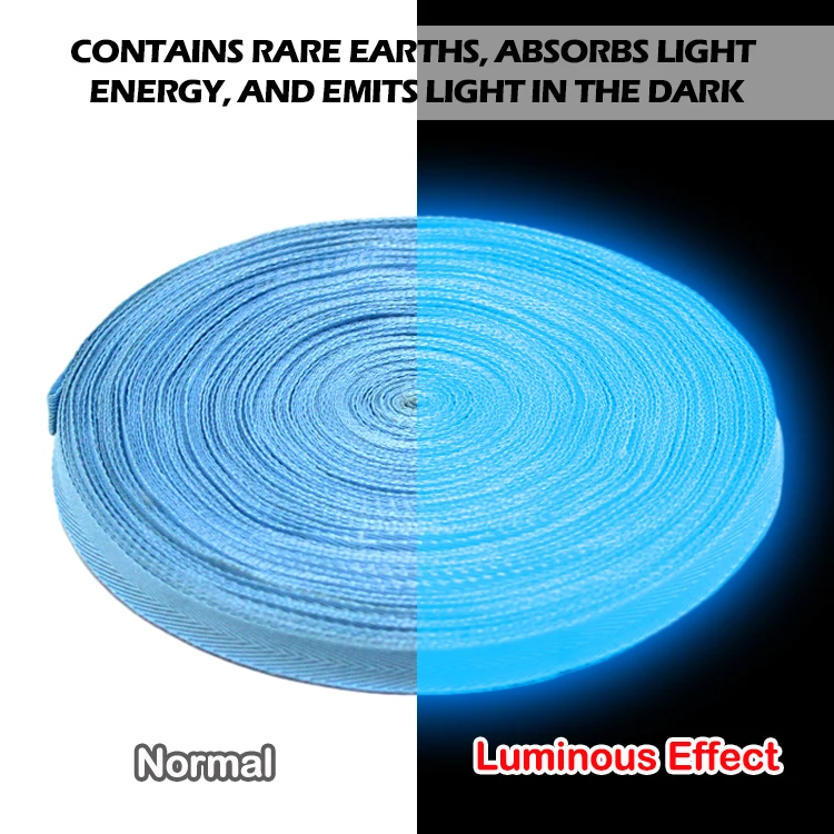 Baiyuheng Factory customized logo high quality luminous polyester webbing high gloss reflective webbing