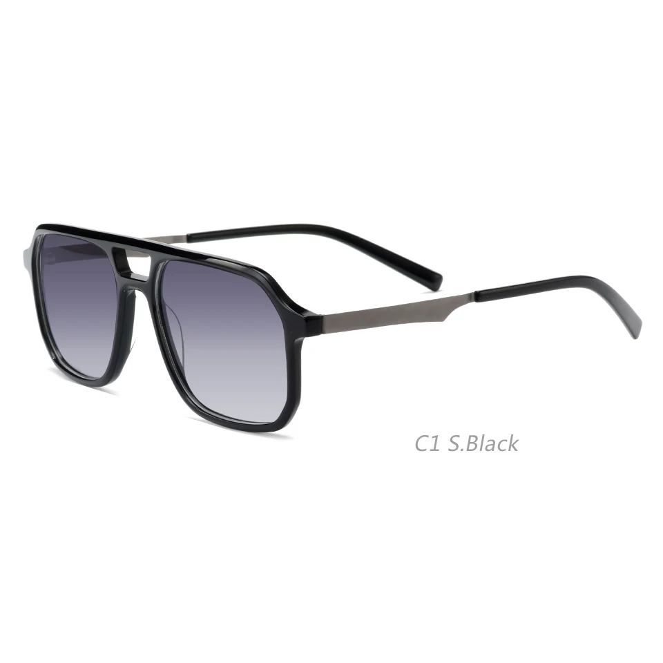 Vintage Acetate Sunglasses Polarized Square Customize Logo Shades Double Bridge Sun Glasses for Men Women Lunettes De Soleil
