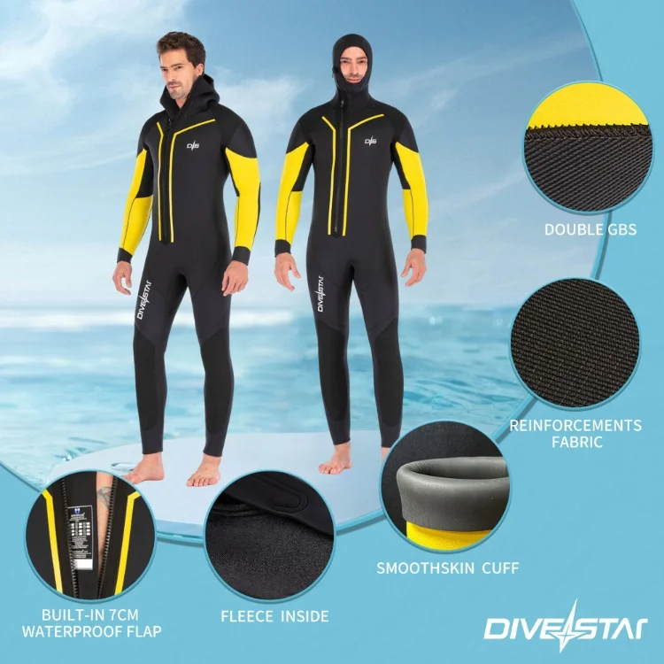 DIVESTAR 7mm ネオプレン フード付き ウェットスーツ 深海 ダイビング
