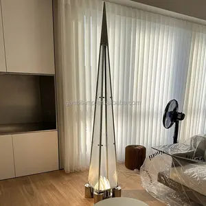Badu Modern Stainless Steel & Glass Floor Lamp with LED Dimmable Multi-Color Temperature Options for Living Room