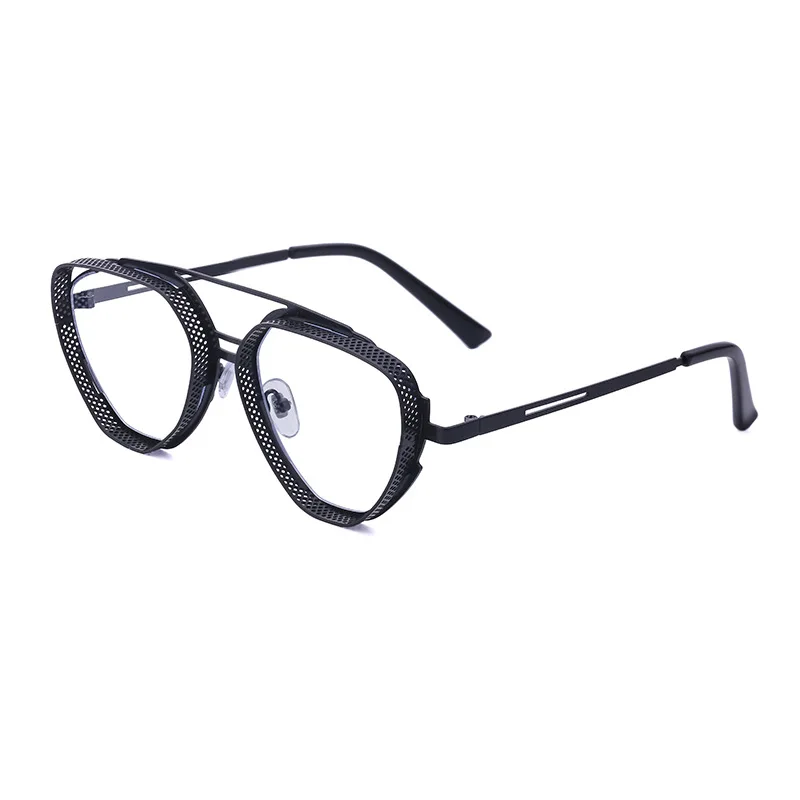 BOOM Retro Steampunk Summer Sunglasses for Men New Style Irregular Hollow Out Shades with Gray Metal Temple