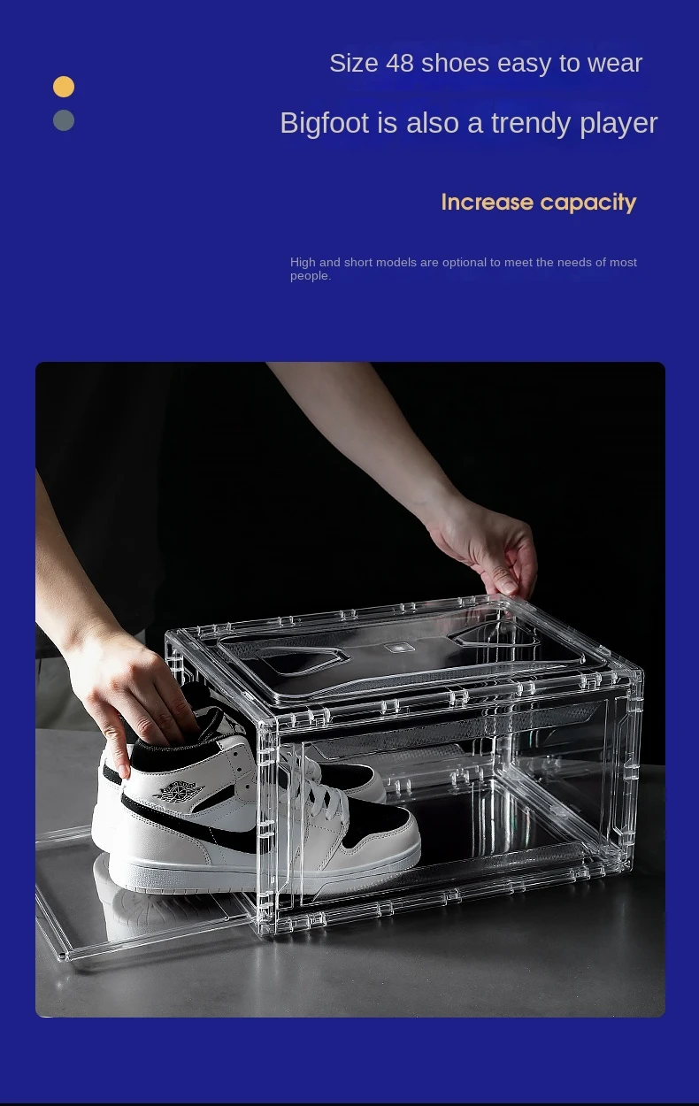 Magnetic Stackable Foldable Plastic Transparent Clear Shoe Container ...