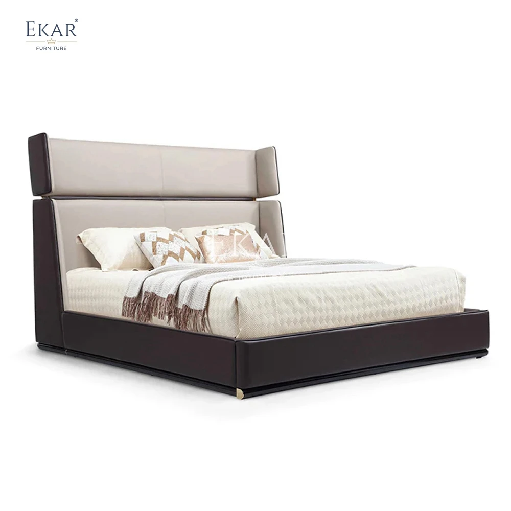 Modern Black Titanium Wooden Bed Frame with Stylish Metal Accents Soft Style