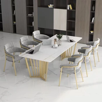 BKX Restaurant Chairs And Tables Dining Room rectangular ceramic top aluminum table base Modern marble dining table set