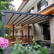 Motorized LED Lights PVC retractable pergola canopy pergola roof awning outdoor
