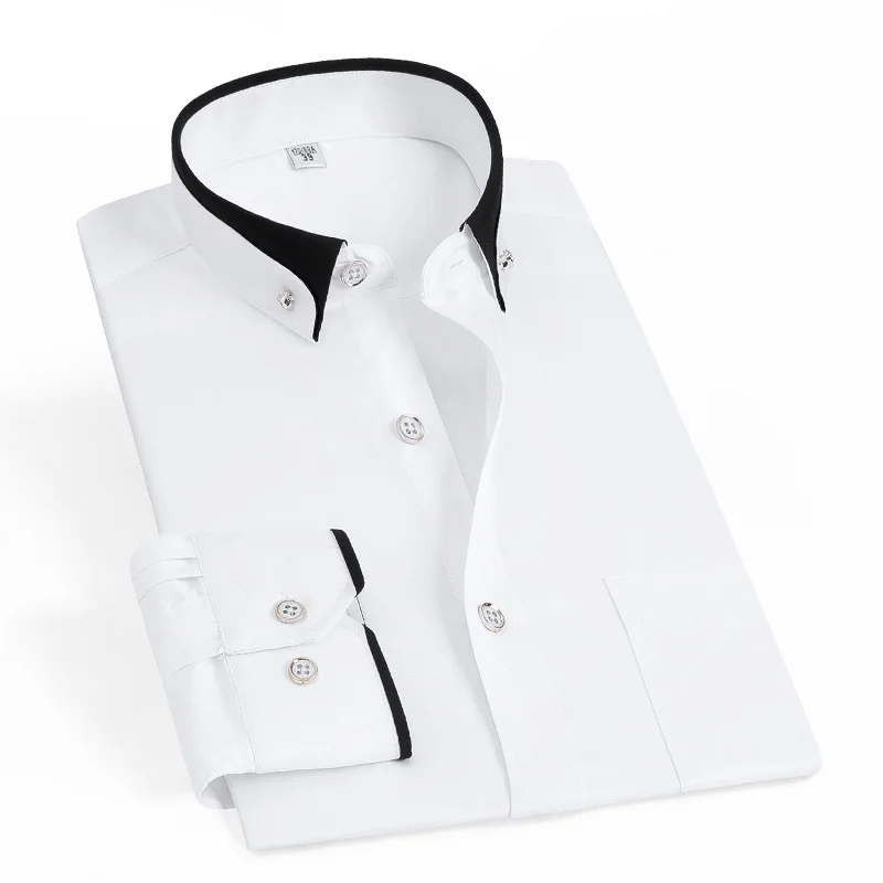 Source Classic Men's Dress Shirt White Polyester Slim Fit Square Collar  Business Dress Shirts For Men on m.