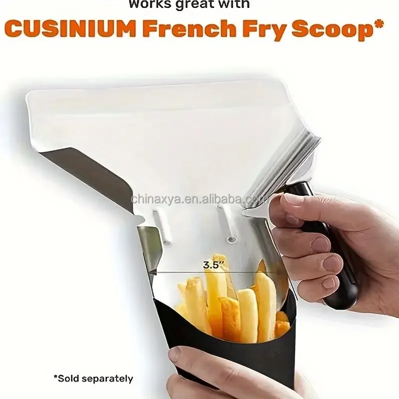 Disposable Black Color Food Cones Paper Popcorn Boxes French Fry Holder Take-out Party French Fry Cups details