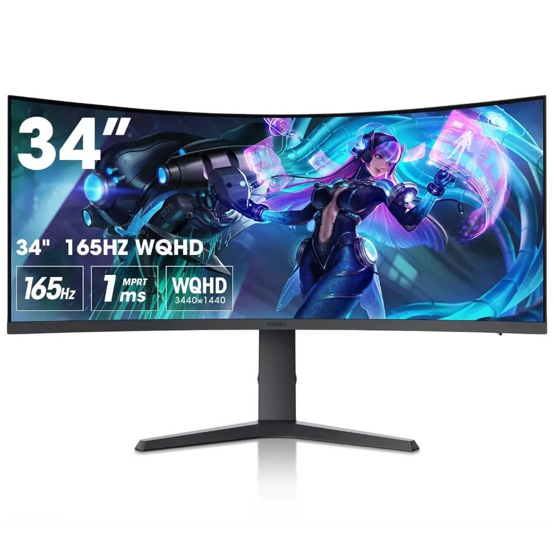 Moniteur Gaming Courbe KOORUI 34 Pouces - WQHD 3440x1440 - 240 Hz - 1 Ms - HDR400 - Courbure 1500R - Réglable En Hauteur - Noir