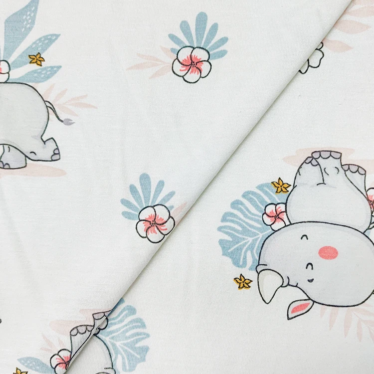 Eco-friendly Bamboo Material Single Jersey Fabric , Soft Hand Feel Printed Cotton Jersey Fabric for Sale/ supplier