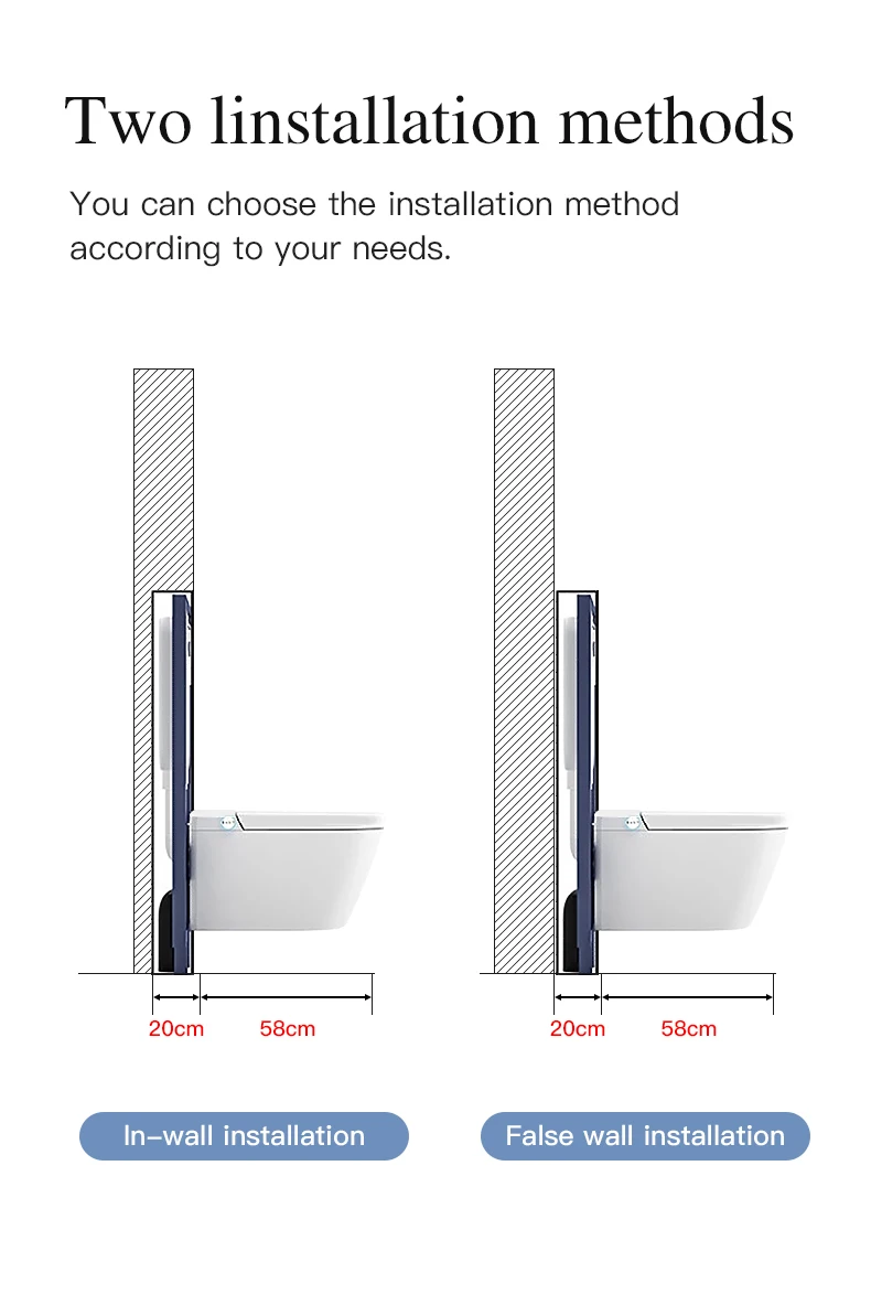 European standard smart wall mounted toilet and water tank bathroom white electric toilet manufacture