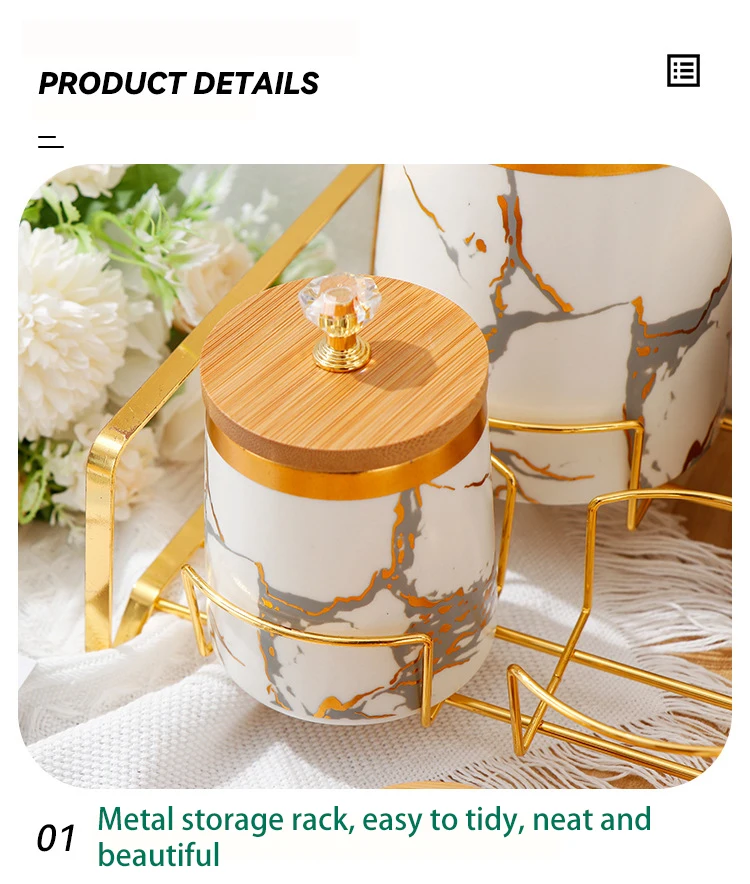 High quality Ceramic food storage jar with metal rack and lid Porcelain 7pcs condiment jar set manufacture