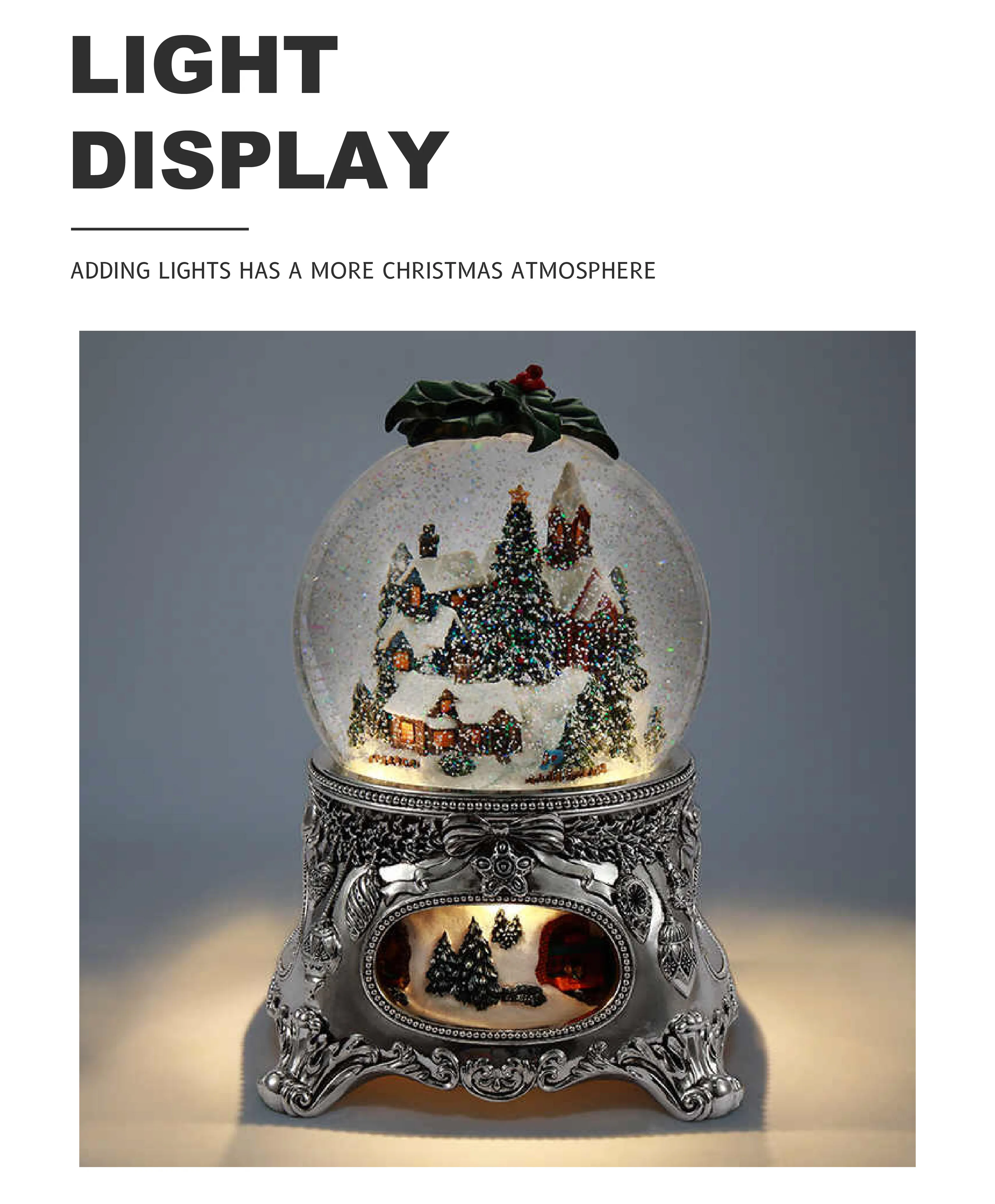 150mm Creative Crystal Ball Music Box Light Christmas Snow Scene Cold