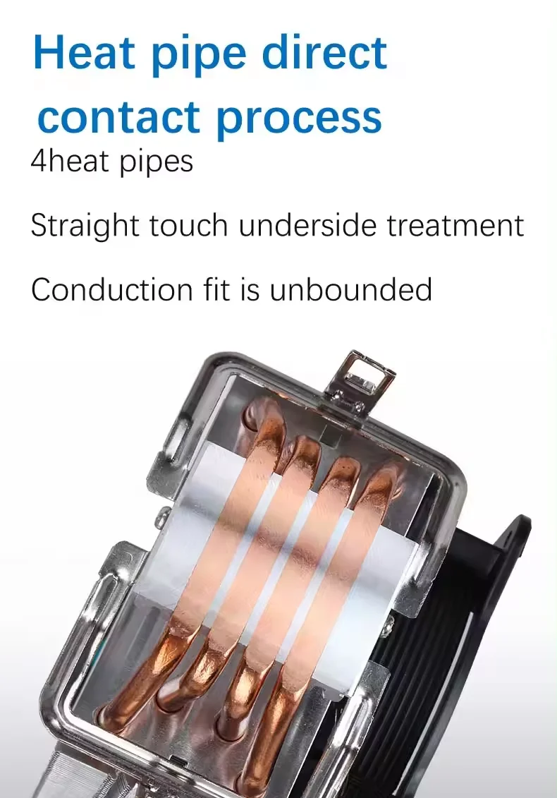 Universal Amd Intel Platform Cooler 90mm 4 Heat Pipes Cpu Air Cooler With Argb Lighting Top