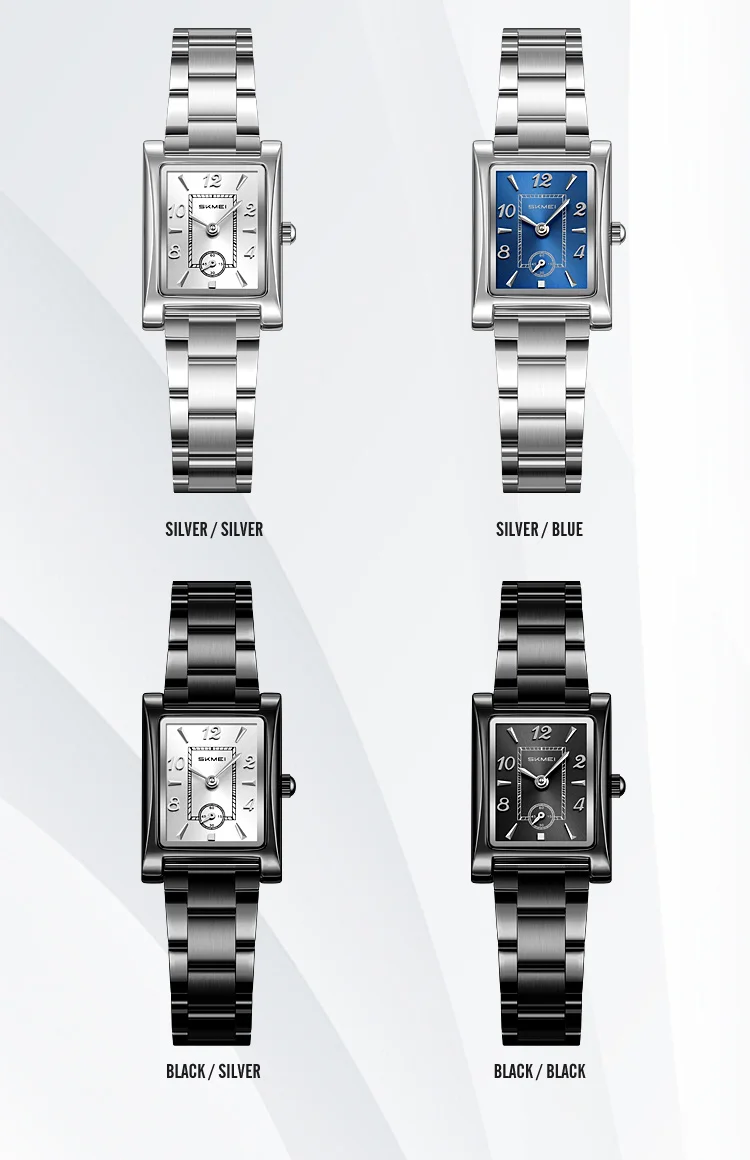Skmei 2570 Elegant Fashion Women Quartz Watch Costume Stainless Steel Band Waterproof Rectangle in Stock Casual Watch Set