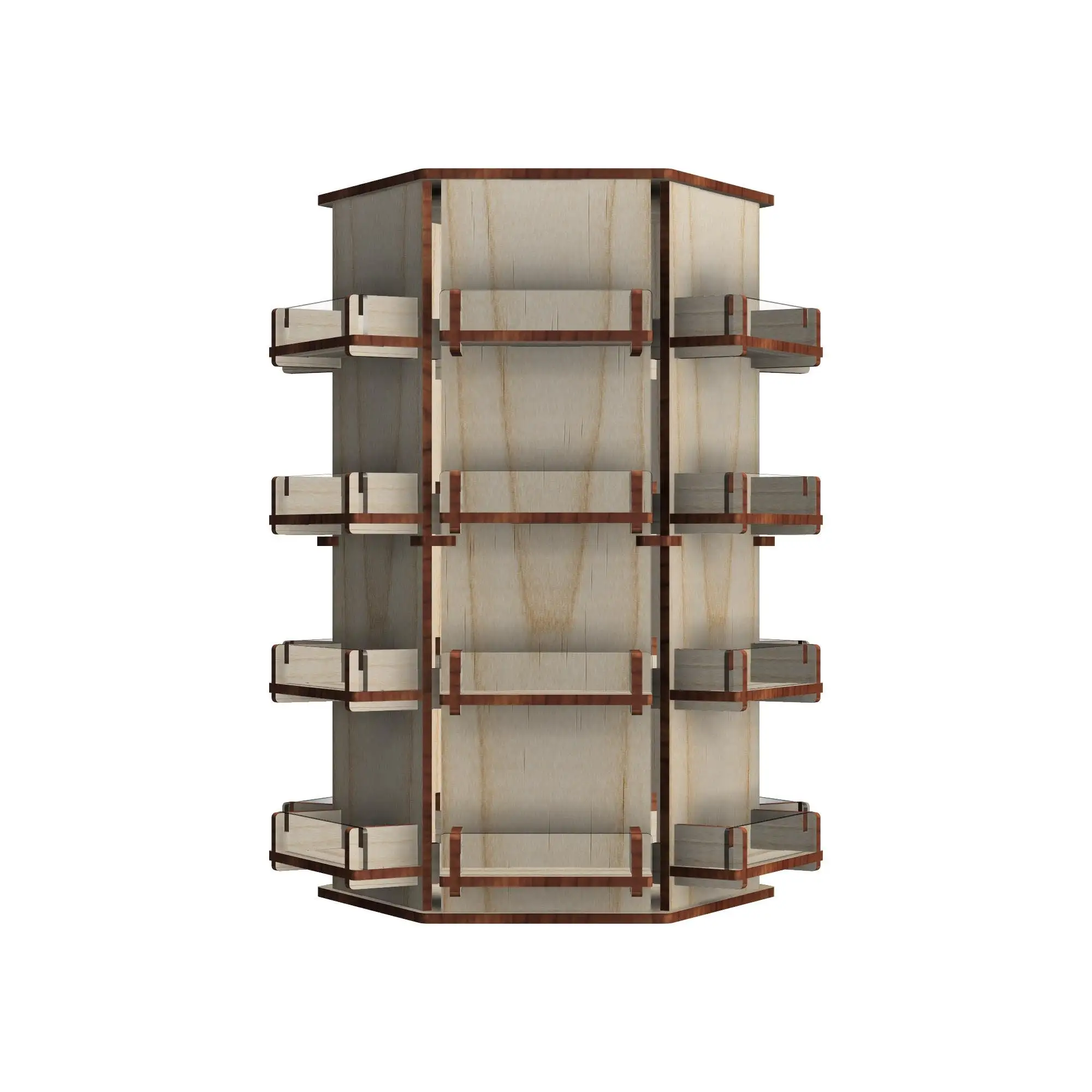Laser Cut Files for 4 Coaster or Sticker Rotatable Display Stand 6 Sided 24 Pockets Rotating Retail Display Rack