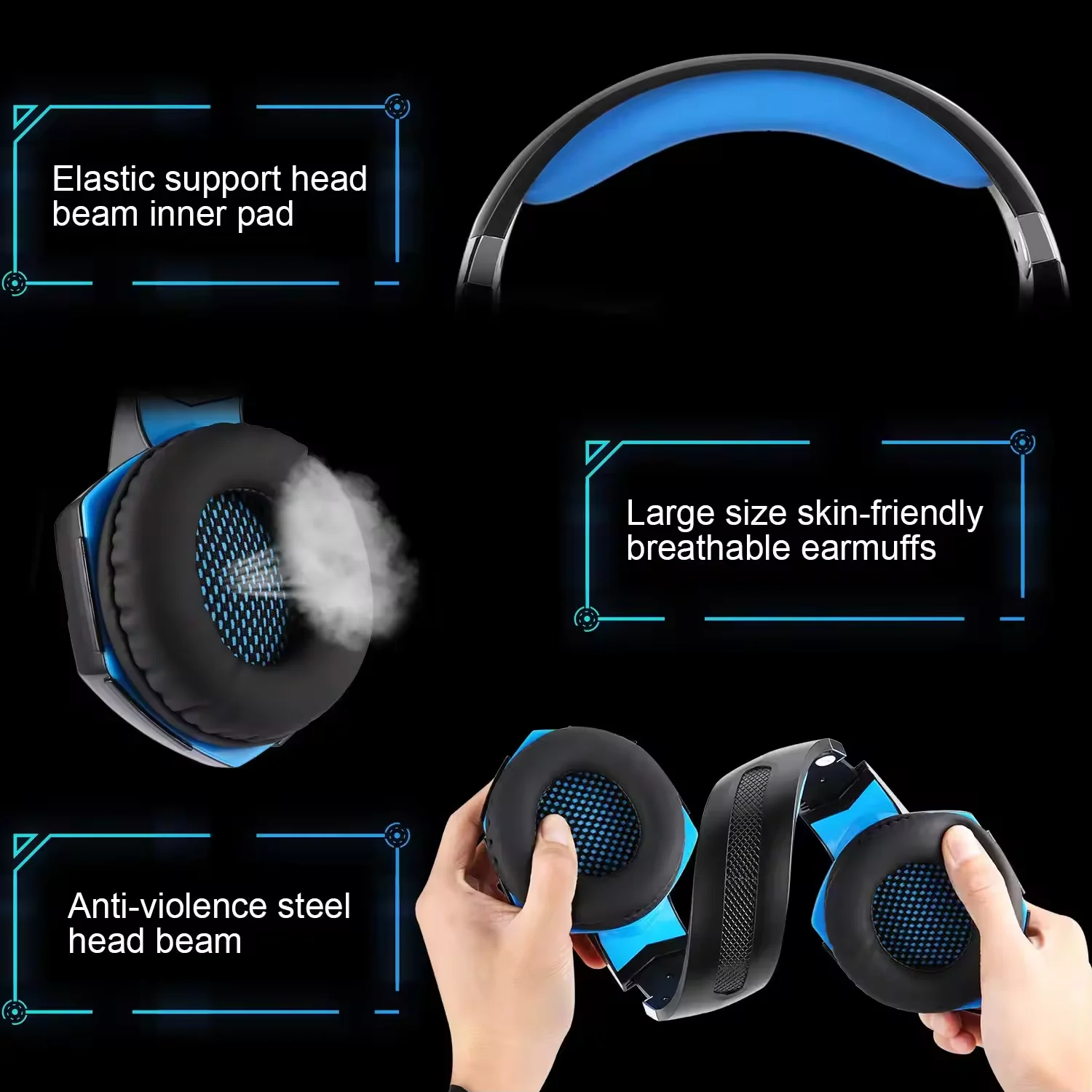 G2000 Noise Cancelling Gaming Headphones with Mic Led Light Over Ear Wired Headset for PC Game