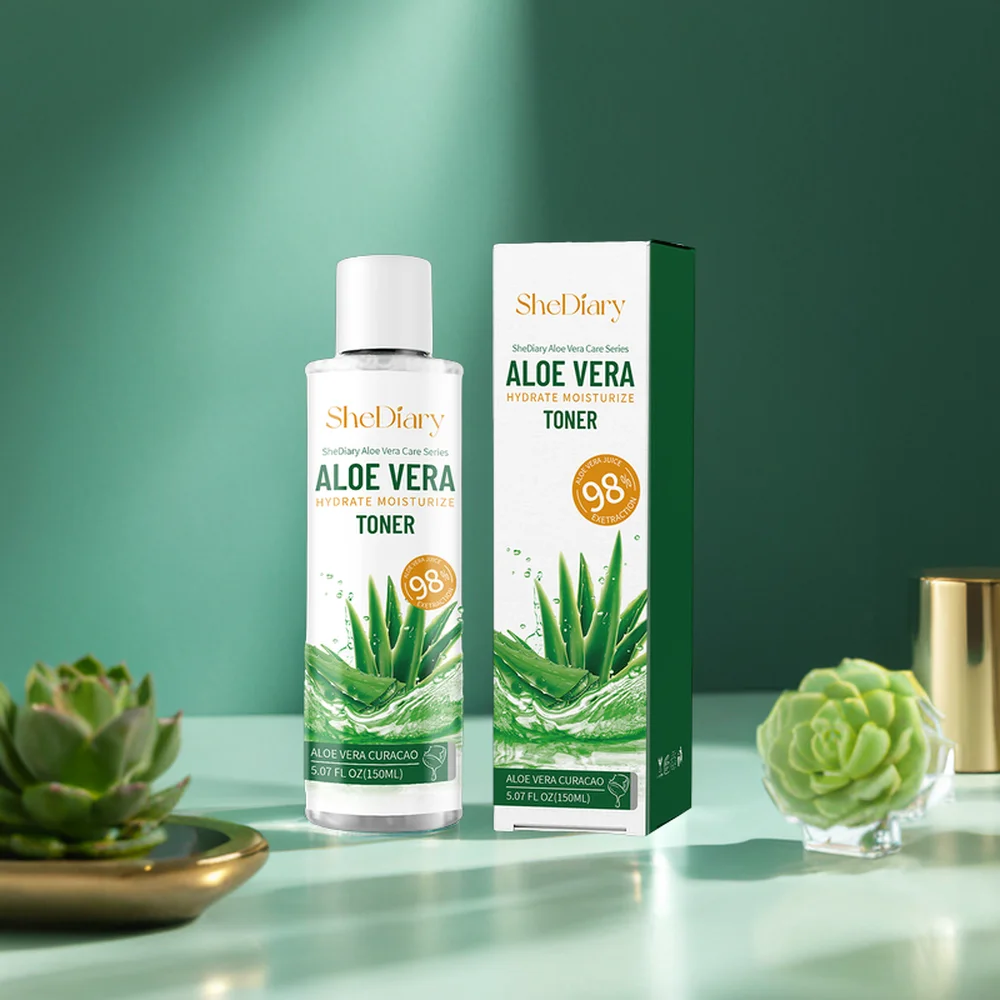 SheDiary, tóner de Aloe Vera de marca privada, cuidado de la piel coreano, calmante, refrescante, aclarante, tóner para la cara y la piel, venta al por mayor