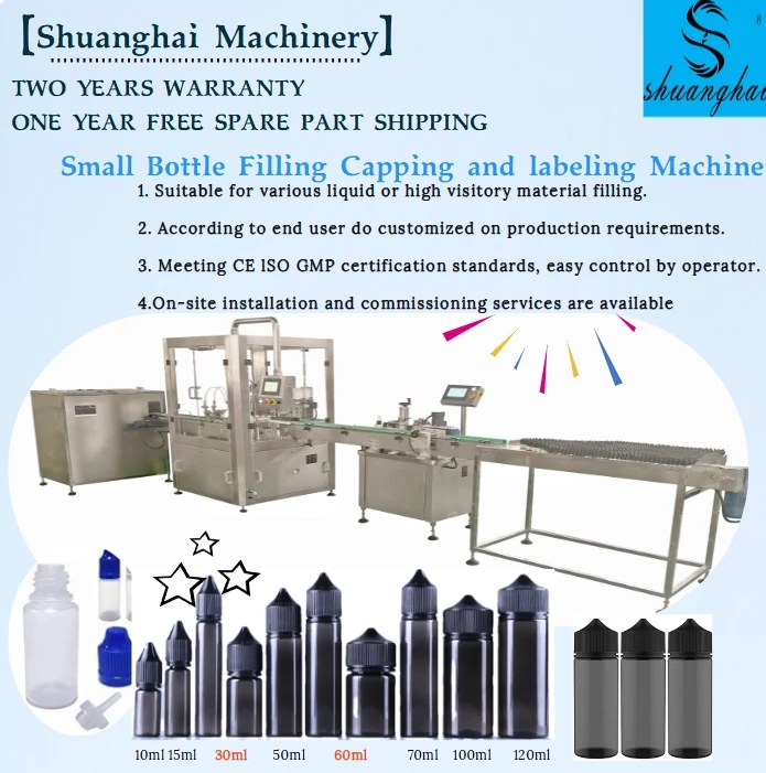 Factory Price Automatic Mini Small PET  Bottle Liquid Filling Sealing Machine for Cylindrical Vial Vegetable Glycerin manufacture