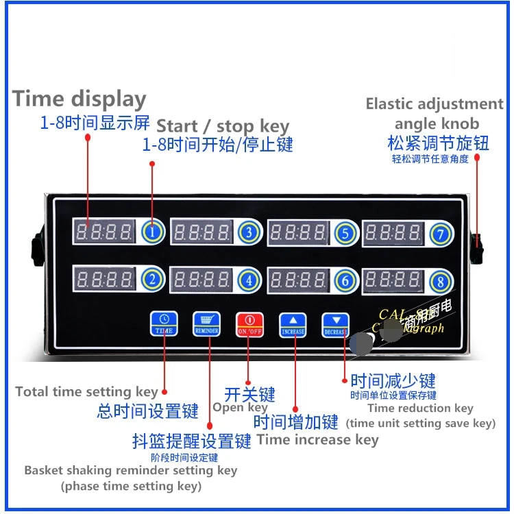 Commercial Kitchen Timer 8-channel Automatic 8-stage Timing Reminder Frying  Basket Shaking Timer