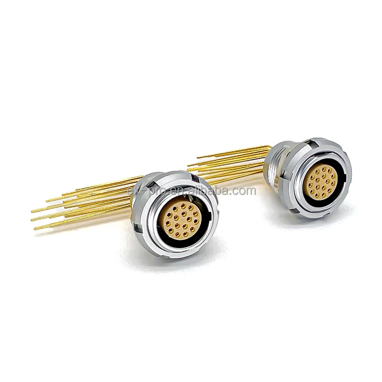 2B Medical Equipment Connector Fixed Socket With Two Nuts Elbow 90 Angle Contact for PCB Circular Precision Connector