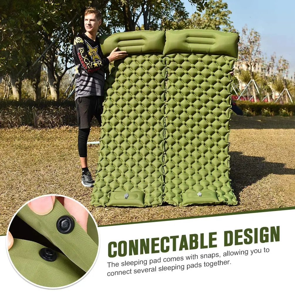 Self Inflating Ultralight Camping Pad With Pillow Foot Pump Waterproof
