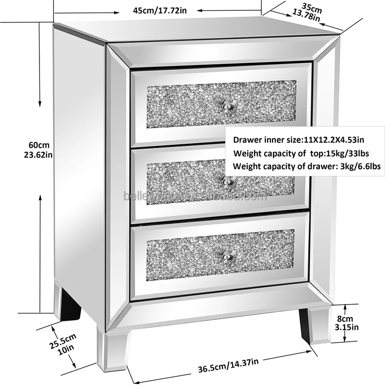 Modern Mirror Drawer Contemporary Nightstands Home Furniture Luxury End