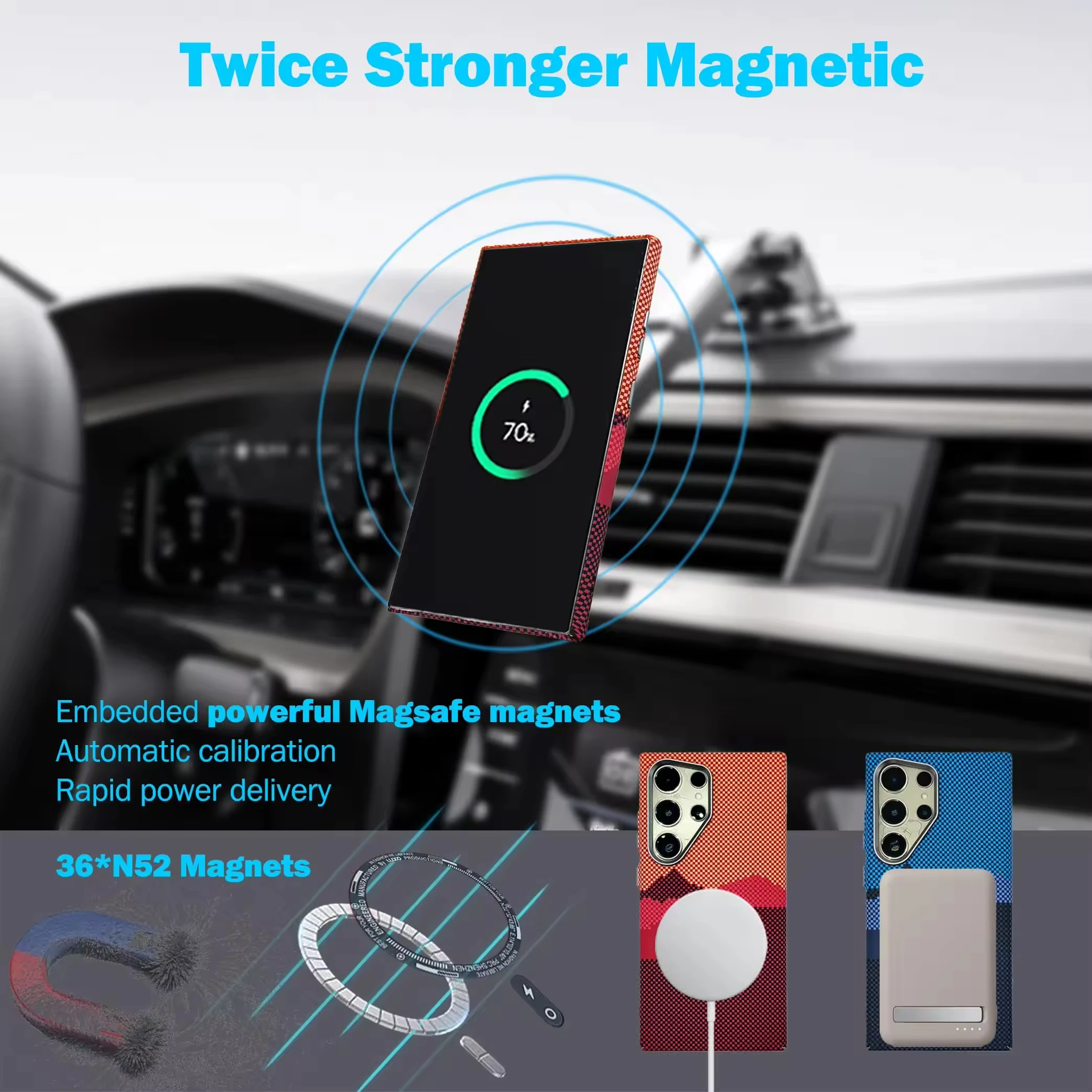 product laudtec oem custom kev lar carbon fiber magnetic case ultra thin cover metal lens protector cover for samsung galaxy s25 ultra-6