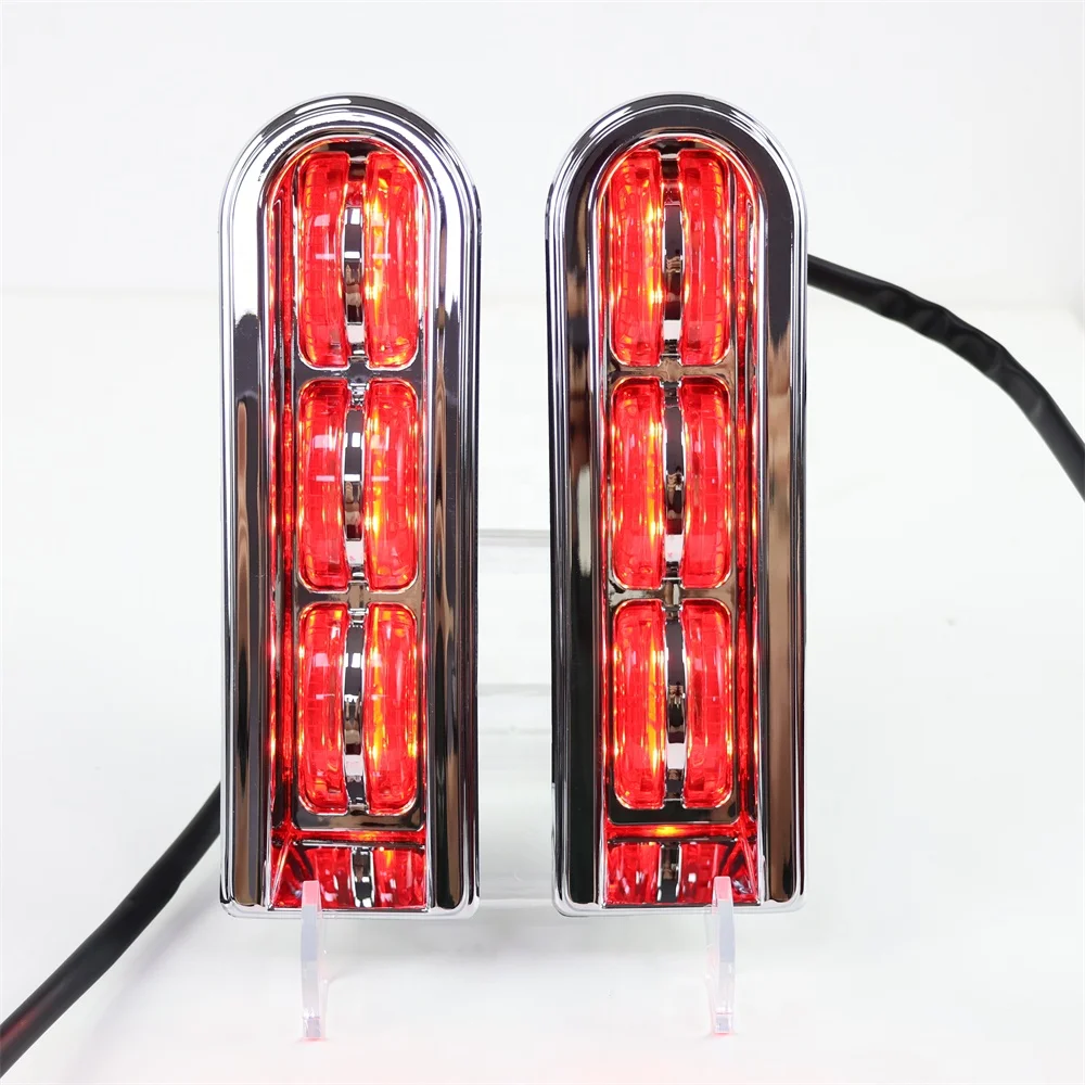TIYPEOR Black Chrome LED Tail Light Modified Rear Side Box Light Fender Light for Harley Touring Ultra Limited Electra Glide