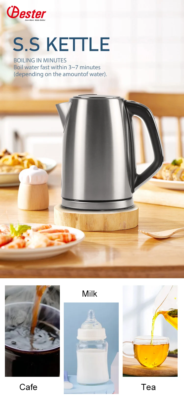 1.7l Electric Kettles Tea With Window Gauge Stainless Steel Electric