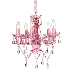 Pink Chandelier 5 Arms Handing Light Pendant Lamp NS-120148P-1