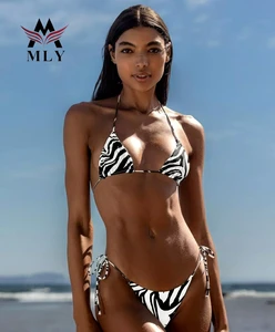 MLY OEM Sustainable Recycled Swimwear Manufacturer Custom Sexy Women Brazilian Polyester Printed Bikini