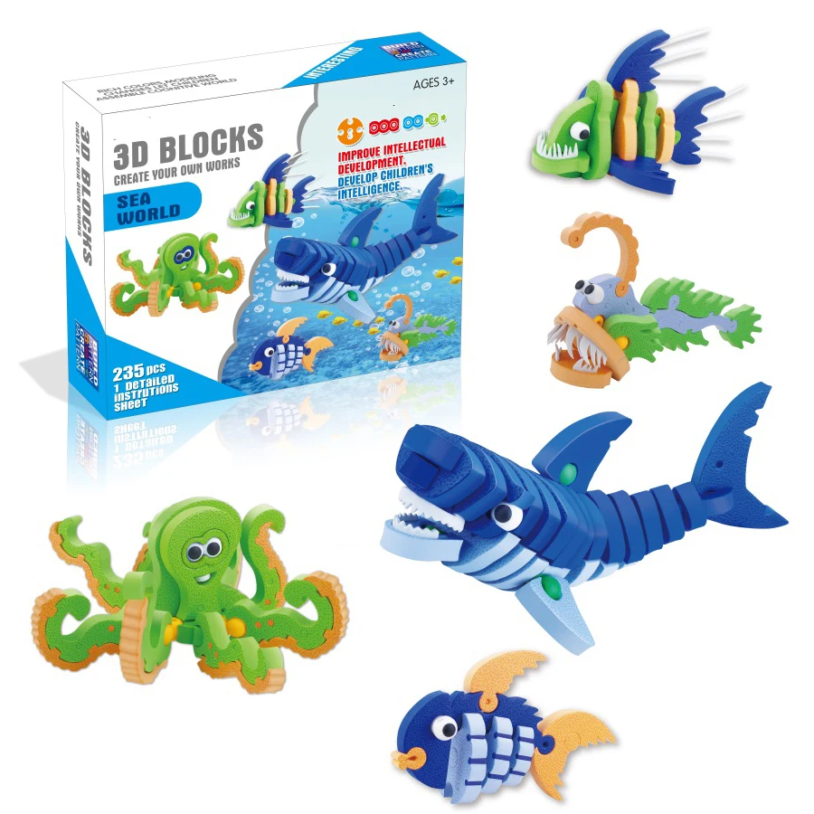 3D  Early Initiation Educational Interactive Toy DIY Cartoon Learning Game Jigsaw Puzzle Toys for Child Kids