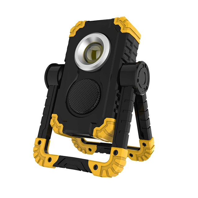 Wireless Speaker Rechargeable Work Light LED Magnetic Work Light with Rotatable Stand COB Portable Flood Light