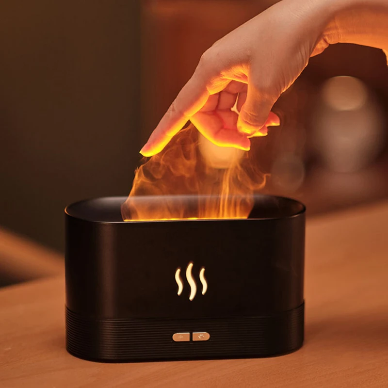 Flame Diffuser Humidifier Support Essential Oils Fire Flame Effect LED Light Ultrasonic USB Air Humidifier Fire Aroma Diffuser