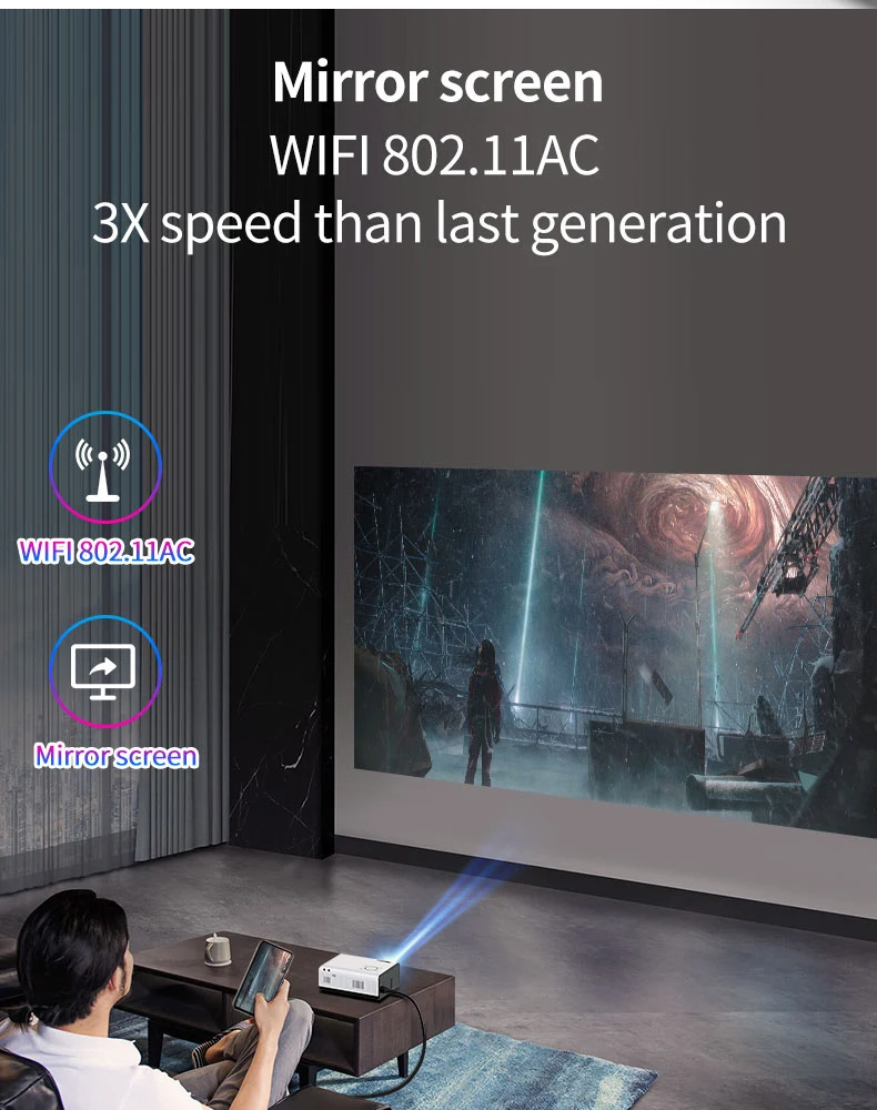 2024 Factory T01 4K 3D Android Smart WIFI  Mini Pocket Portable LED DLP Projector Home Theater for Smart Mobile Phone Tablet
