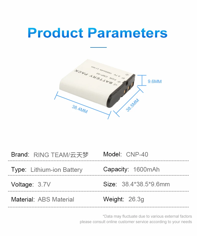 3.7V 1600mAh Rechargeable CNP-40 Battery Pack CNP40 Lithium ion Batteries for NP-40DCA DLI-202 and for BENQ E610 E520 Cameras factory