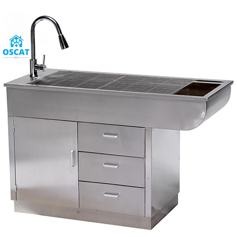 OSCAT Useful Veterinary Medical Equipment Wet Disposal Table 304 Stainless Steel Multi-functional Pet Operating Table