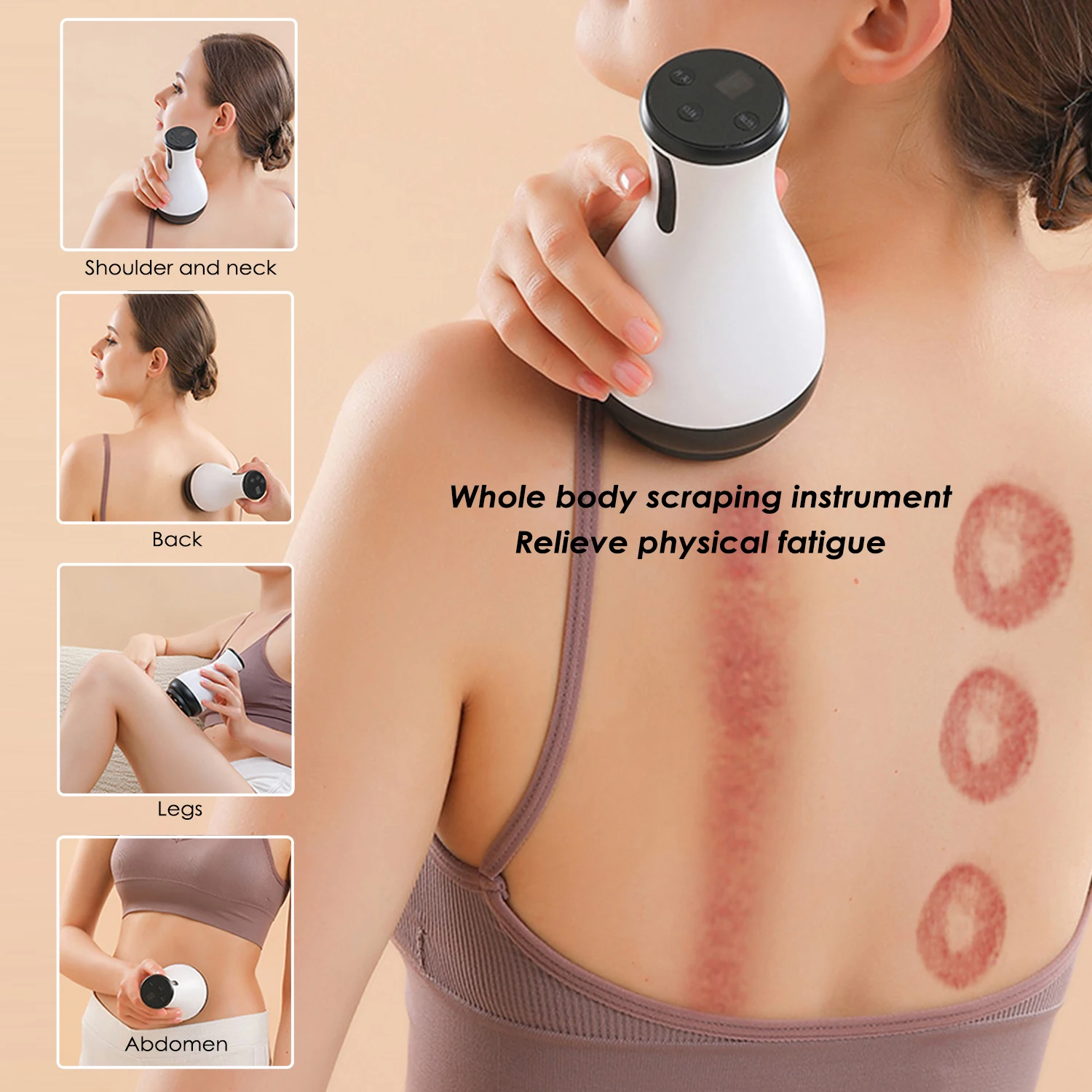 2023 Portable Electric Scraping Health Instrument Cupping Therapy Device Handheld Heat Negative Pressure Relax Gua Sha Massage