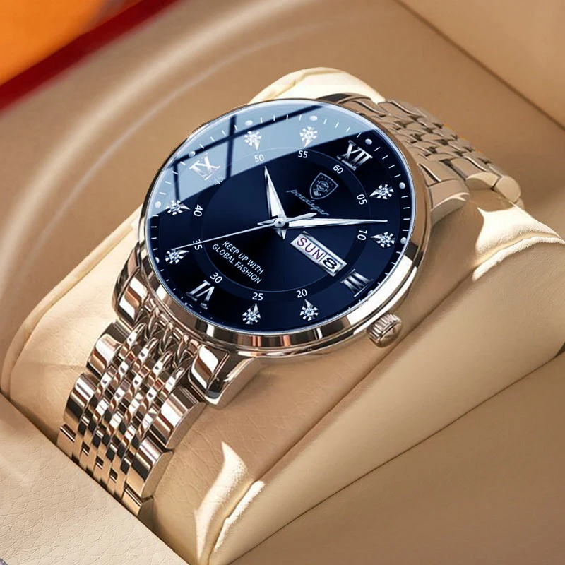 Business Casual Watch for Men POEDAGAR 836 Stainless Steel Band Luminous Pointers Date W aperçu 5