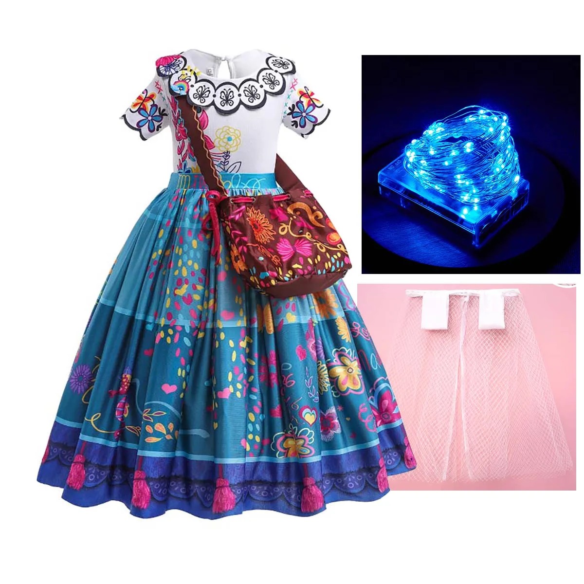 Halloween Cosplay Costume Led Light Glowing Girls Princess Encanto Mirabel  Costume Dress for Girl MIHC-001