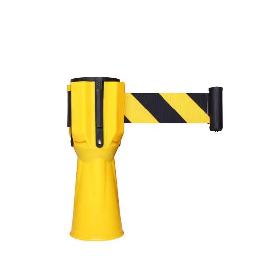Retractable Traffic Cone Barrier Tape – 3m/9.8ft Yellow Caution Belt With Slow Rebound, For Hazardous Area Warning & Crowd Control