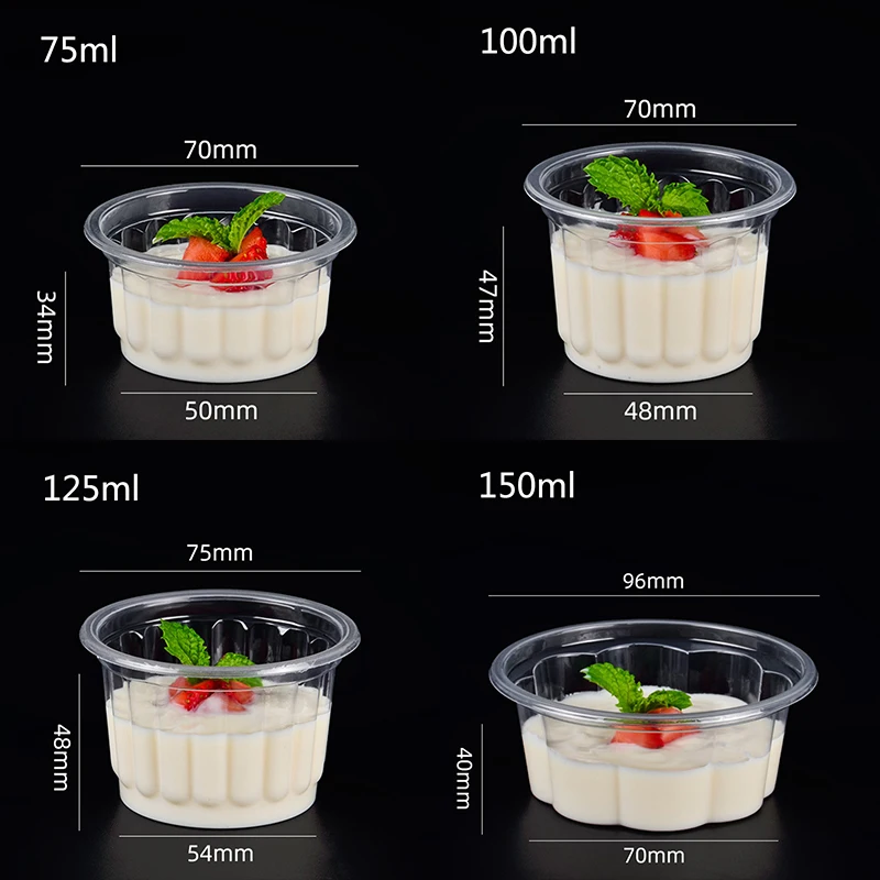 70mm Diameter PP Disposable Plastic Dessert Pudding Cup