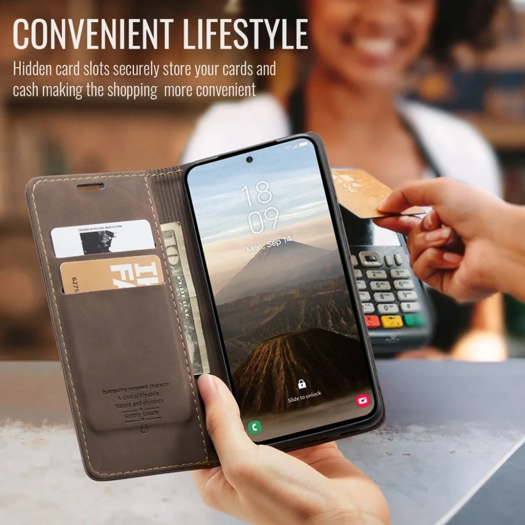 product wallet case for samsung galaxy s25 fe pu leather stand cover with card slots  kickstand-9