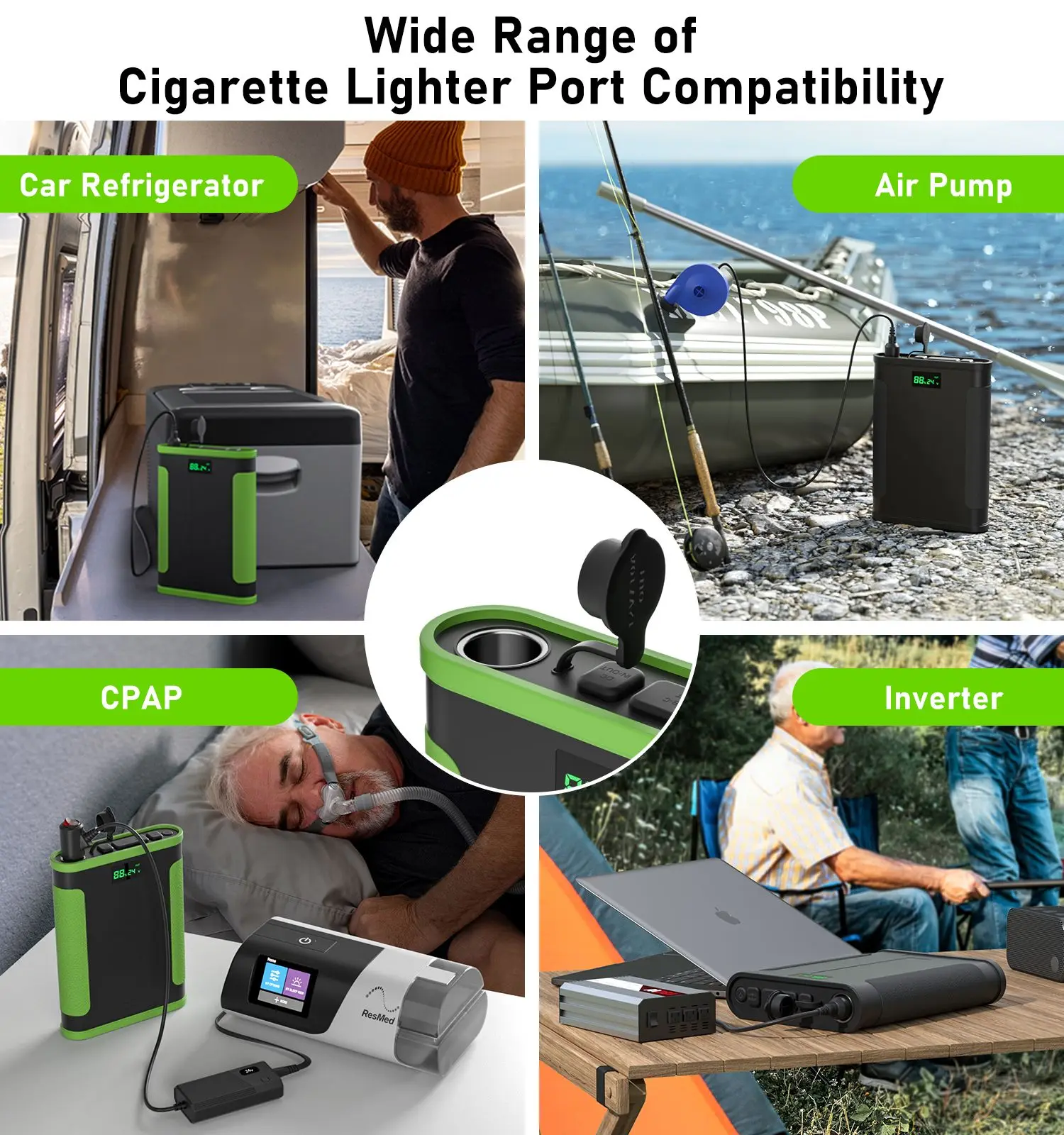 portable charger with cigarette lighter socket 2025 New Products 12v Solar Power Bank with Cigar Lighter Socket 120W  Output 48000mAh 153Wh Laptop Power Bank for Car Fridge